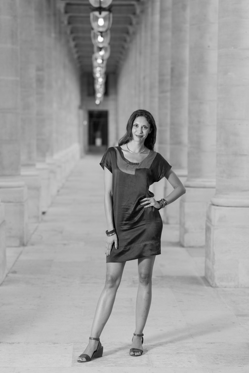 Audrey - Palais Royal main archway - B&W (3259 visits) Portrait | Paris |Black & White